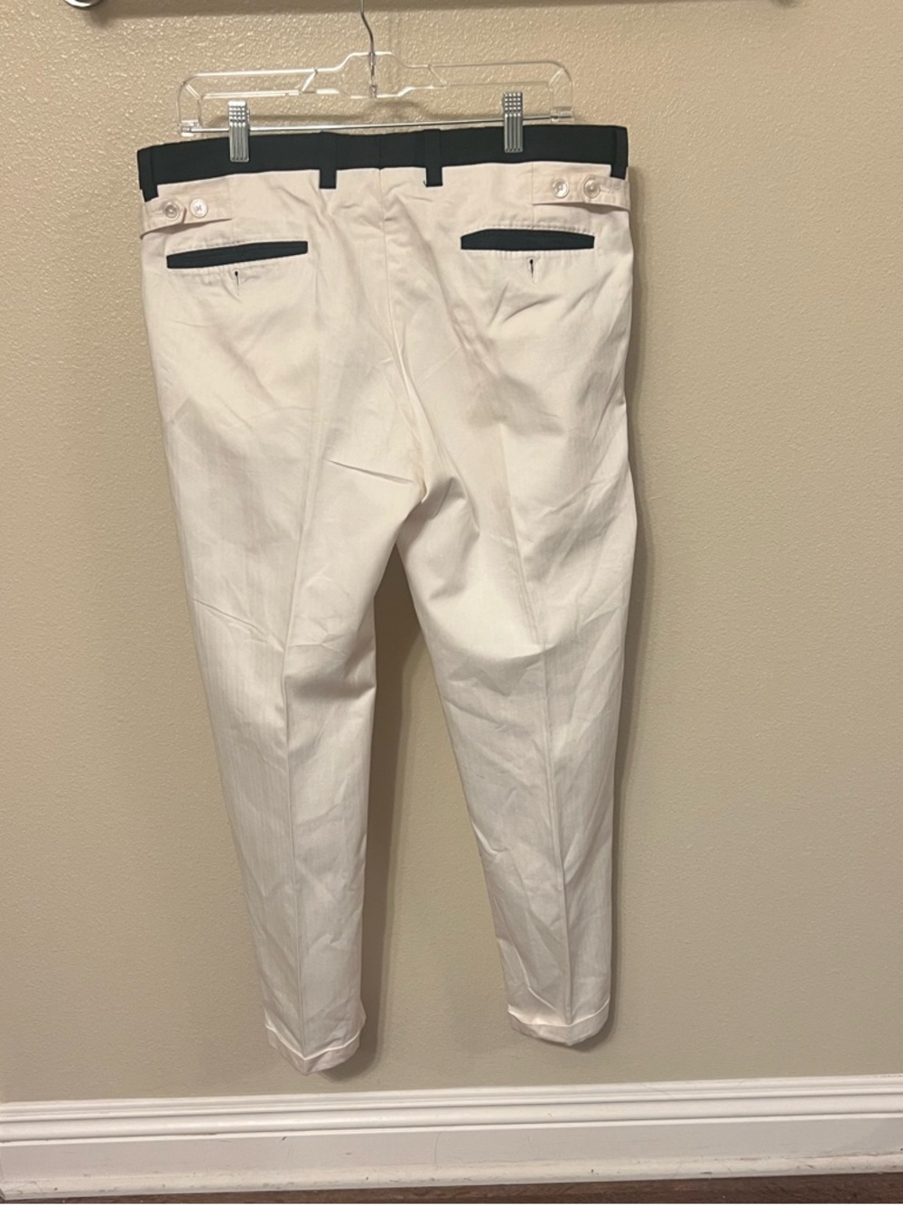 Authentic Dolce & Gabbana White Tuxedo-Style Pants with Black Side Stripe. IT 52 - Picture 2 of 5